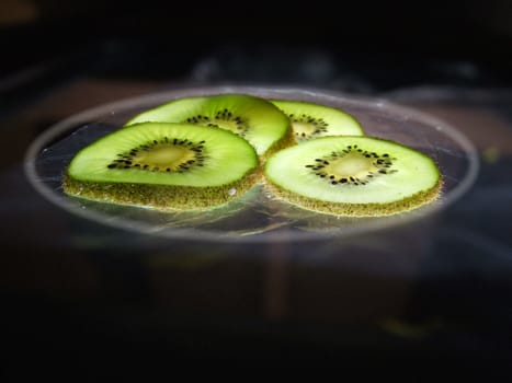 four pieces of kiwi