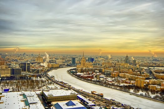 Panoramic kind to winter Moscow