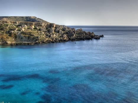 Typical summer landscape and scenery from the coast in Malta.