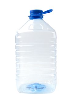 Empty plastic bottle on a white background. Isolated path included.