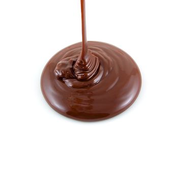 Liquid chocolate on a white background