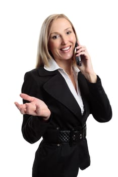 Happy business woman on a telephone call