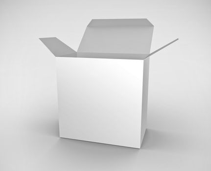 3D rendered illustration of an open white box
