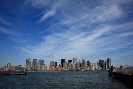 NYC buildings and skyscrapers as seen from New Jersey.