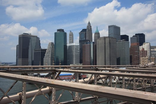 Lower Manhattan as seen from the Brooklyn Bridge