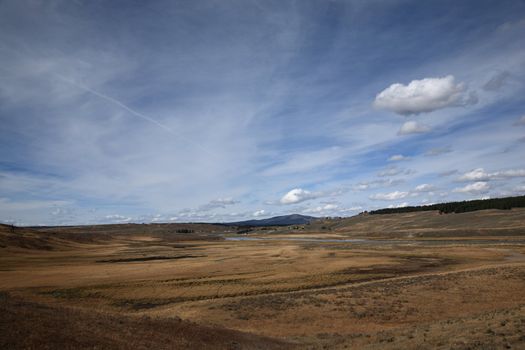 Sweeping terrain under a big sky at Yellowstone National Park