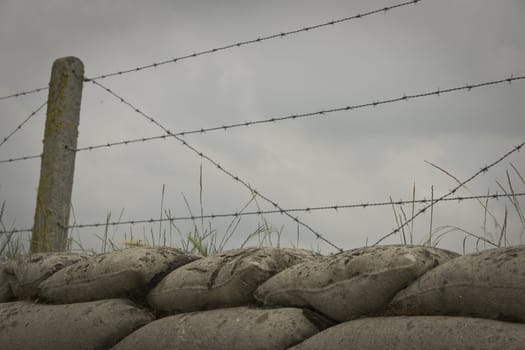 World War I trench with barbed wire.SONY DSC