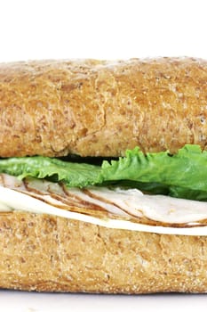 turkey and cheese sub sandwich close up