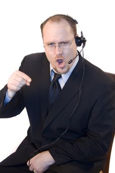 Angry businessman on phone yelling and upset