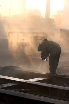 sandblaster at work