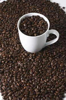coffee cup on beans
