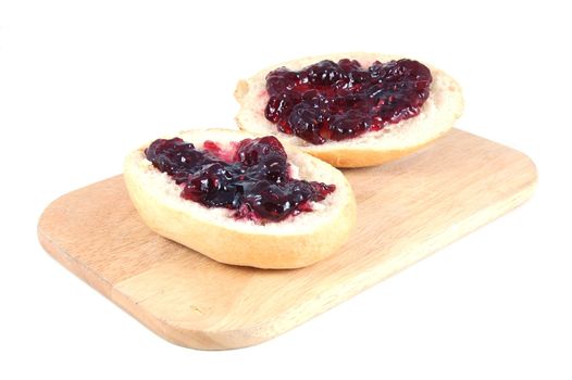 bap with jam isolated on white background