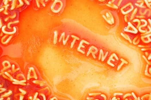 internet web or www concept with red pasta food