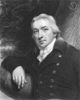 Edward Jenner on engraving from the 1850s. The Father of Immunology. Pioneer of smallpox vaccine.