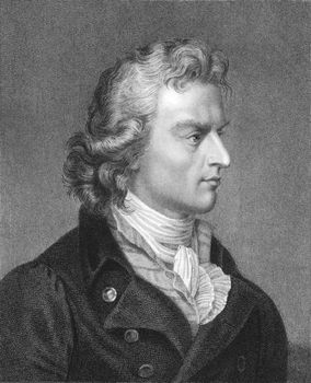 Friedrich Schiller on engraving from the 1850s. German poet, philosopher, playwright. and historian.