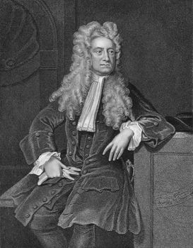 Isaac Newton on engraving from the 1800s. One of the most influential scientists in history.