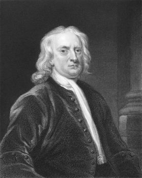 Isaac Newton on engraving from the 1850s. One of the most influential scientists in history.