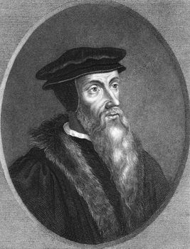 John Calvin on engraving from the 1850s. Theologian, founder of Calvinism.