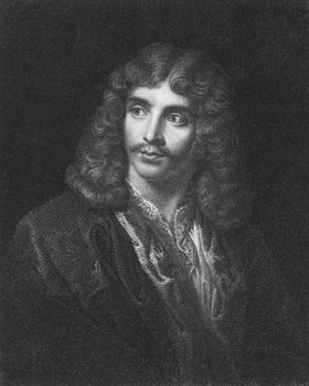 Moliere on engraving from the 1850s. French playwright and actor. One of the greatest masters of comedy in western literature.