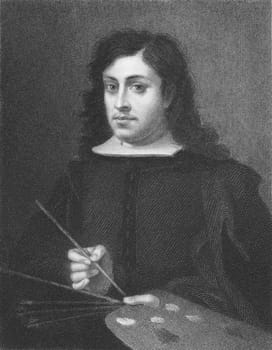 Bartolome Esteban Murillo on engraving from the 1850s. Spanish painter, one of the most important Baroque figures.