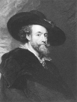 Peter Paul Rubens on engraving from the 1850s. Flemish Baroque painter.