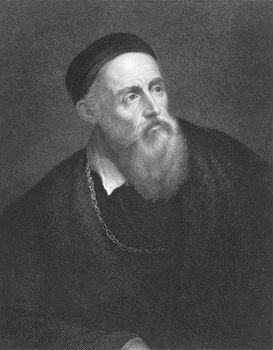 Titian on engraving from the 1850s. Italian painter,  leader of 16th century Venetian school of Italian Renaissance. 