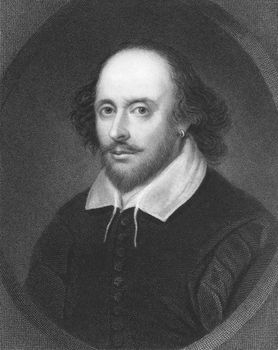 William Shakespeare on engraving from the 1850s. English poet and playwright, widely regarded as the greatest writer in the English language.