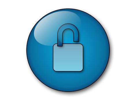 a blue security web button in aqua style