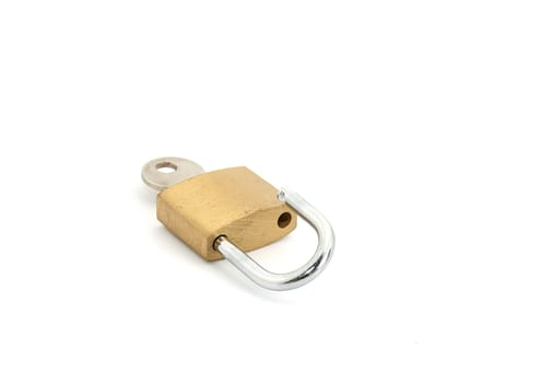 an open padlock with key