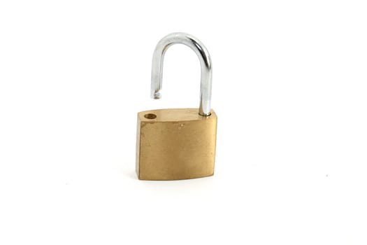 an open padlock on white background