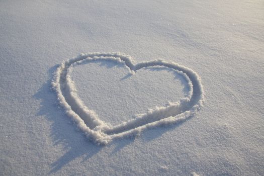 Heart painted on the snow