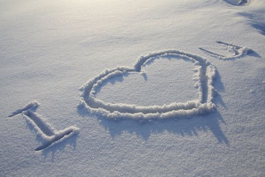 "I love U" written on the snow