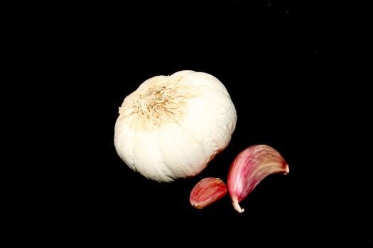 garlic isolated on a black background