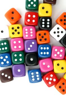 many dice on white background