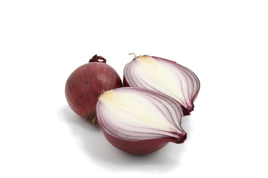 red onions on a white background