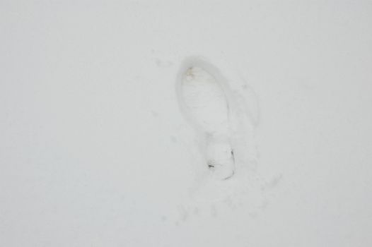lonely footstep in the snow