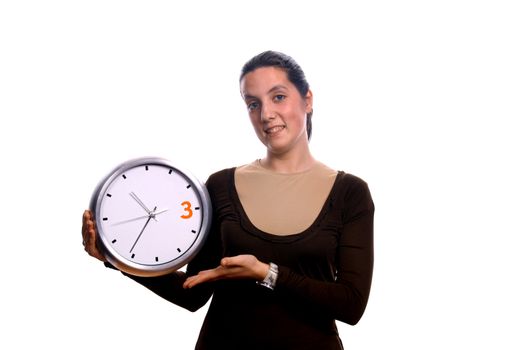 young business woman with clock