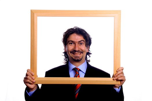 businessman over white studio background