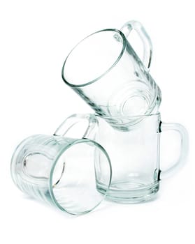 Three empty glass mugs, Isolated (look similar images in my portfolio)