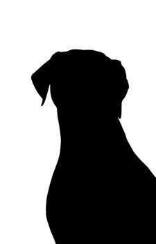 Dog silhouette, isolated on white with copyspace.