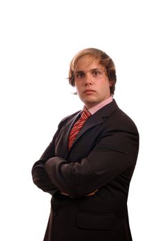 businessman over white studio background