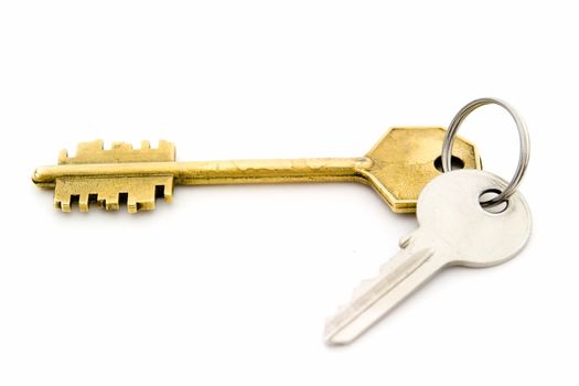 Two keys on a white background