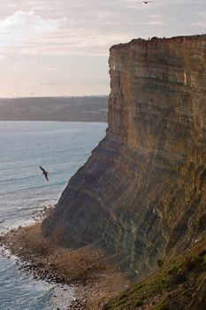 The Cliffs above the beaches at Lagos, Portugal, in the Algarve region.