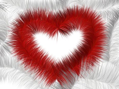 Red fur heart - computer generated image