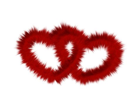 Two red fur hearts - 3d image