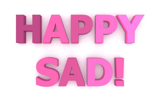 words Happy SAD! (Single Awareness Day) in different shades of pink and purple