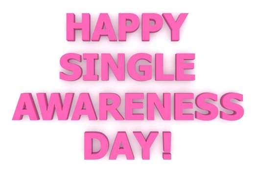 words Happy Single Awareness Day! in pink and purple