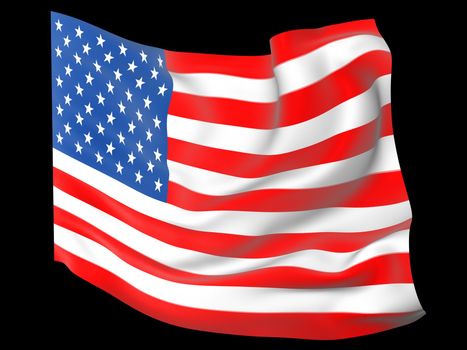 American flag waving on the wind with folds and waves 3D generated