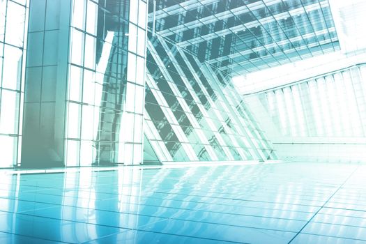 Blue Abstract Building Wallpaper Background with Interesting Angle