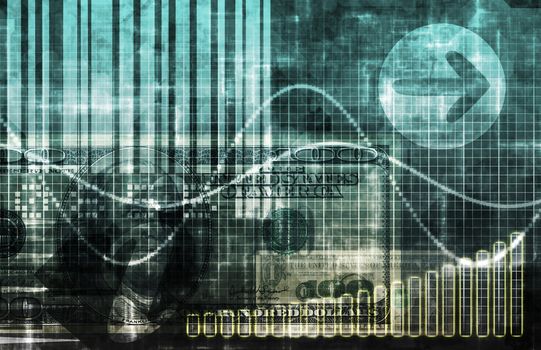 Blue Cyberspace Business System as Art Abstract
